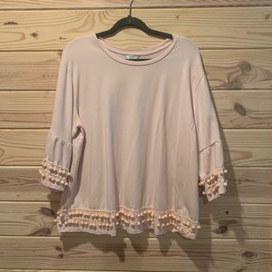 Crown and Ivy bell sleeve Pom detail sweater